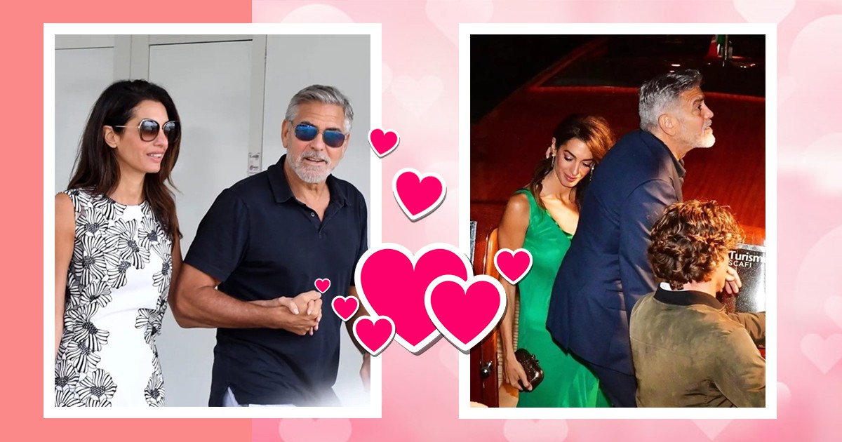 Просто перфектни: Амал Клуни очарова със зелена рокля на романтична вечеря с Джордж във Венеция