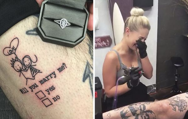Татуист предлага брак на приятелката си по невероятен начин