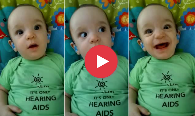 Спиращ дъха момент: 8-месечно бебе чува за първи път гласа на майка си