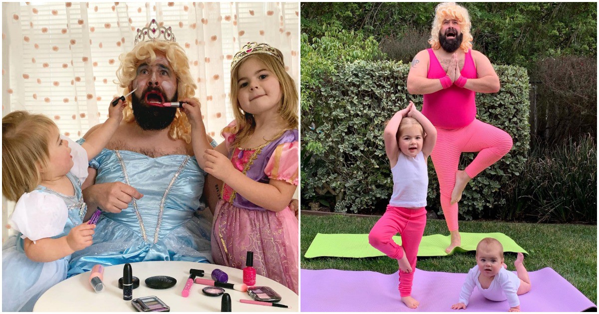 Когато татко се грижи за децата: Баща създава забавни снимки с двете си дъщерички