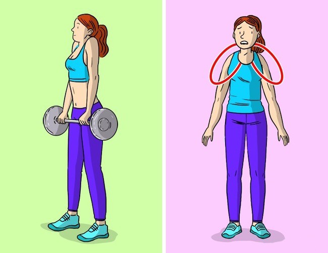 Избягвай: Свиване на раменете с тежести