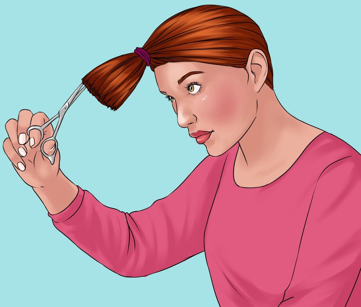 Режете косата си с върха на ножицата