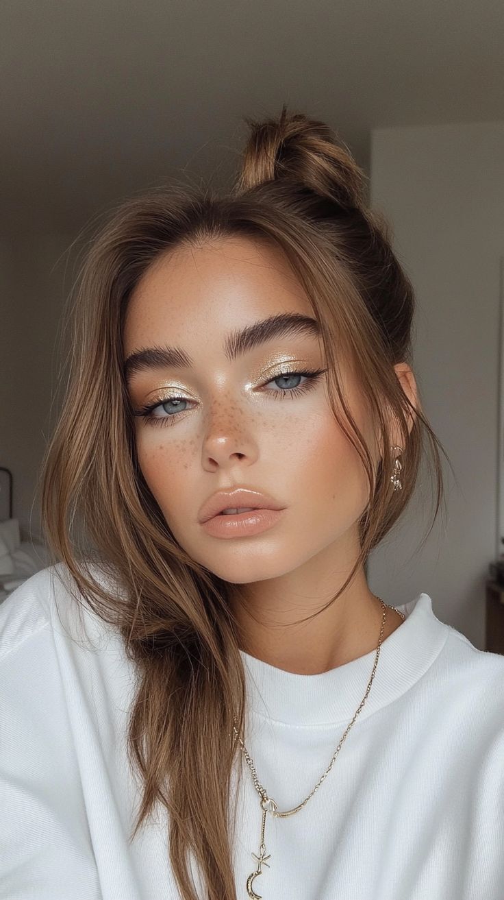 Перлени устни и подчертани очи