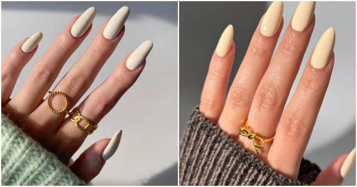 Нокти с цвят на яйчен пух