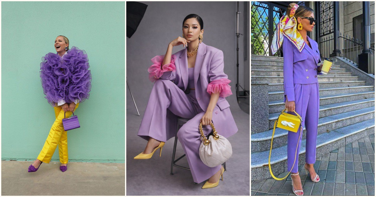 Жълто + лилаво (или розово)