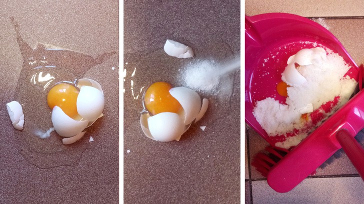 Почистване на счупено яйце