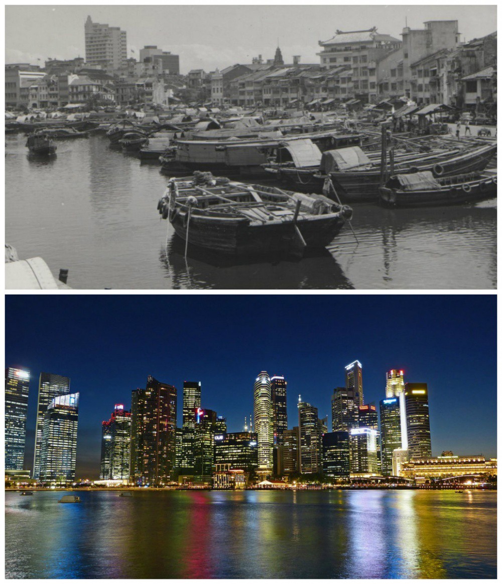 Сингапур - 1960 г. и сега