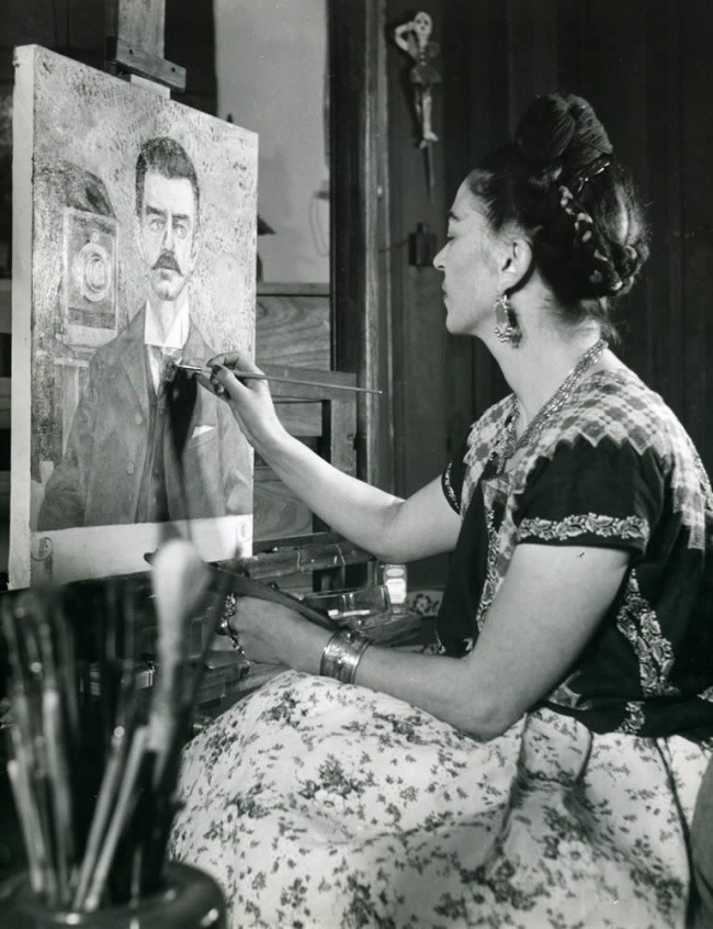 Фрида рисува портрет на баща си, 1951 г.
