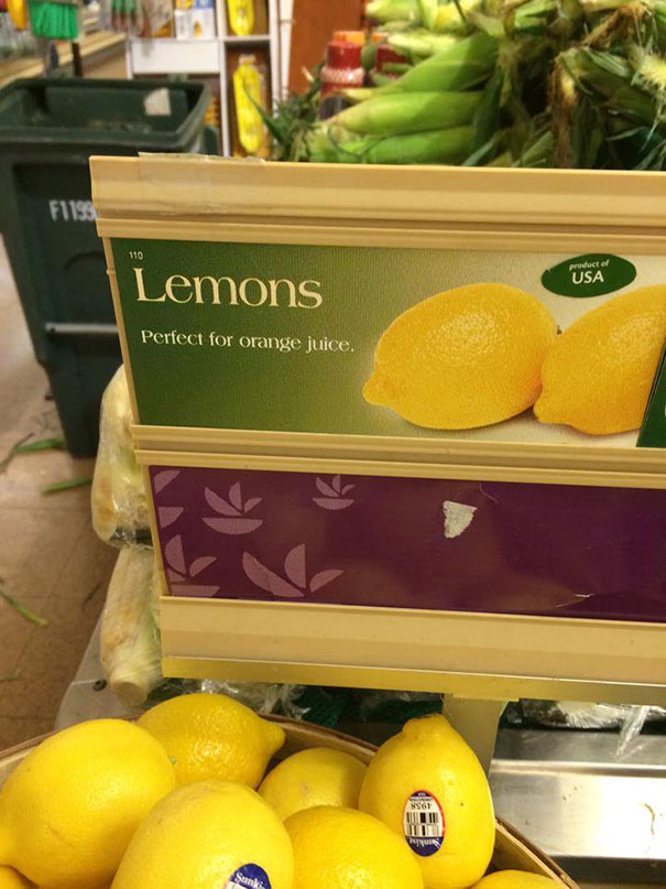„Лимони. Идеални за портокалов сок”