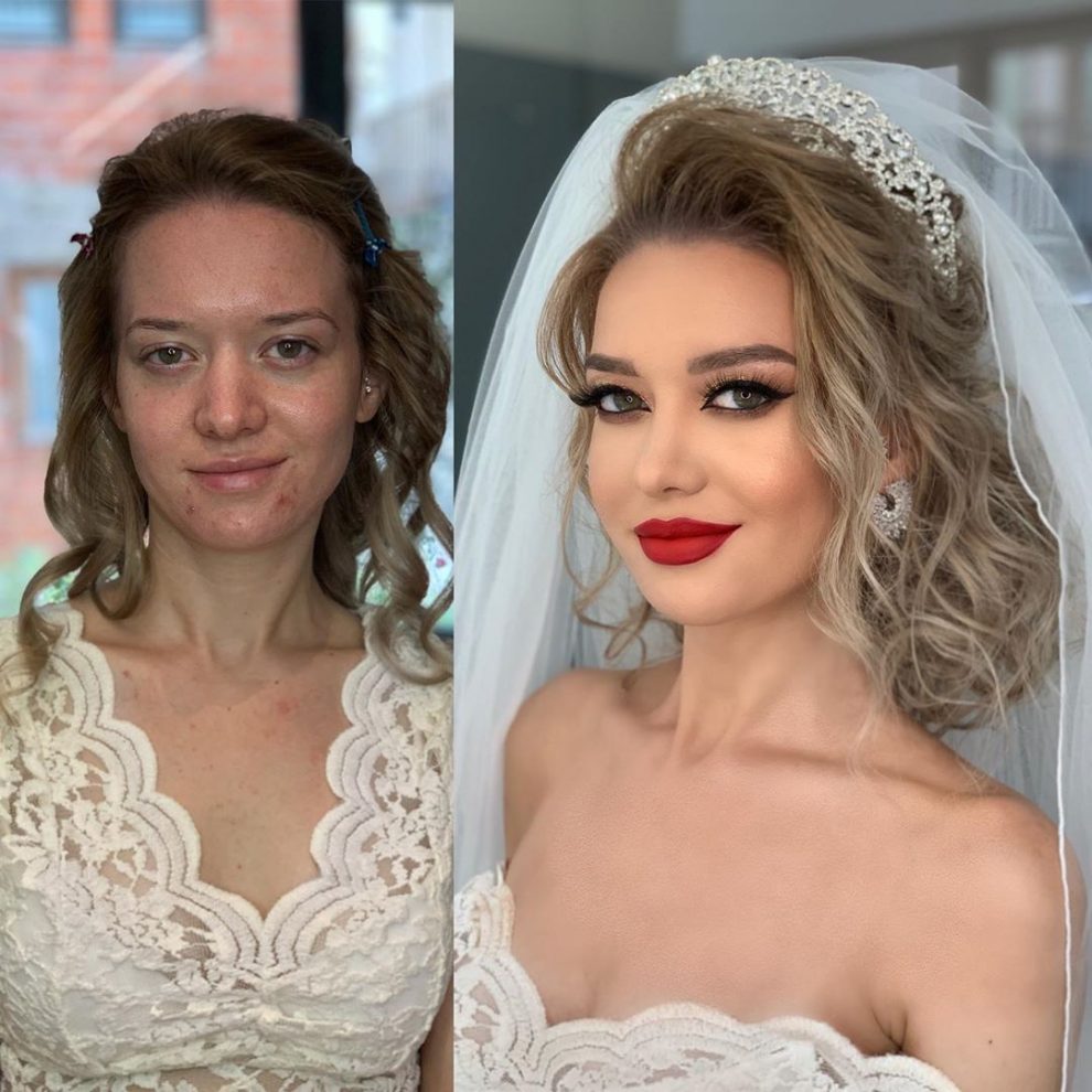 Преди и след сватбен грим и прическа