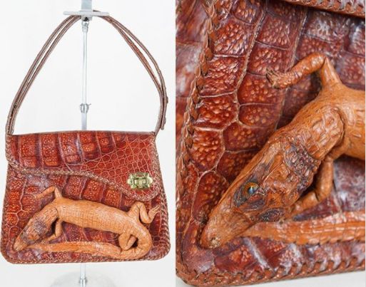 Дамска чанта с препариран алигатор
