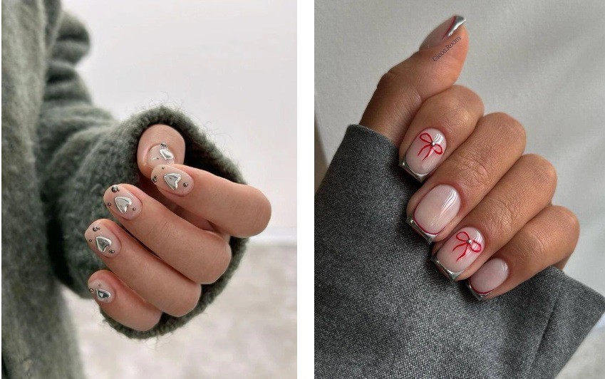 Новогодишни червени и сребърни акценти