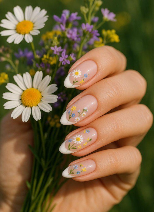 Френски флорален маникюр за пролетта