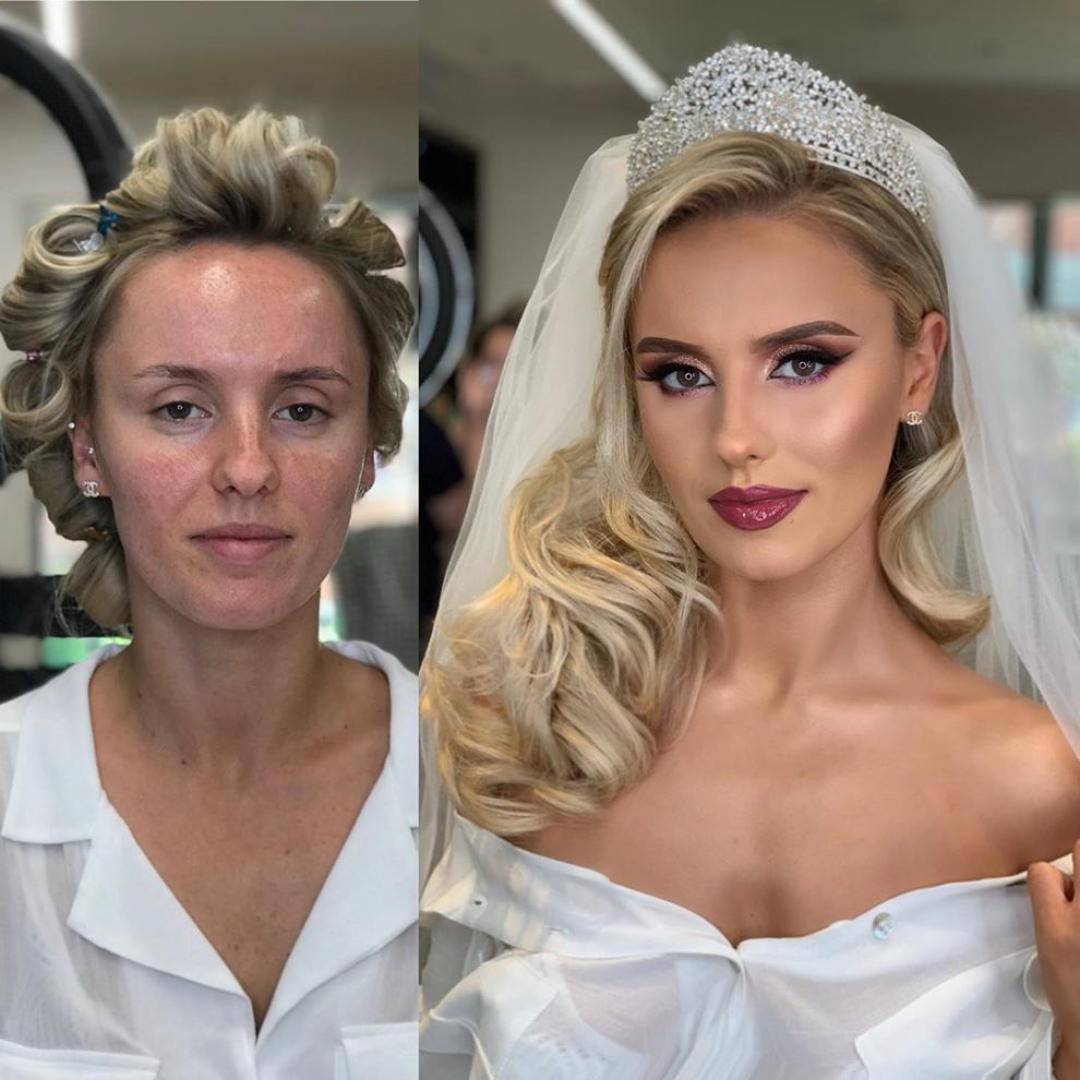 Преди и след сватбен грим и прическа