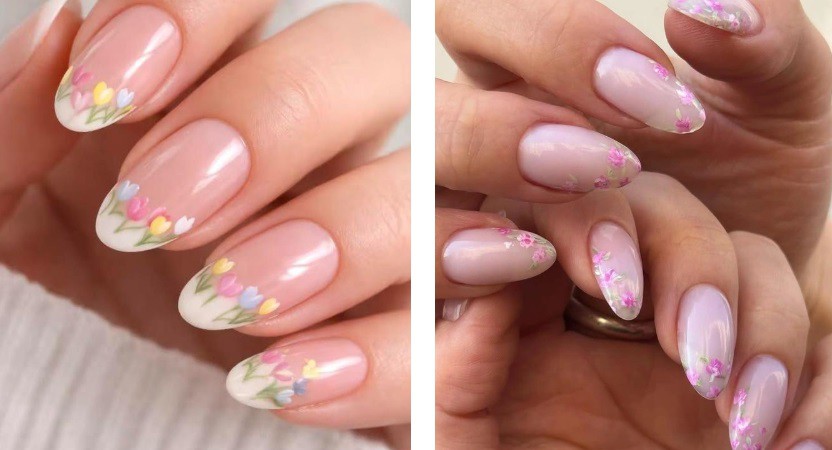 Френски флорален маникюр за пролетта