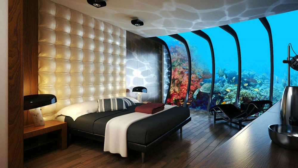Изглед от стая в подводен хотел в Дубай