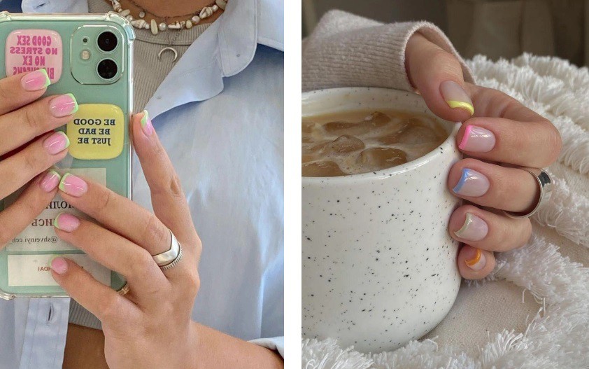 Цветен френски върху нюд основа