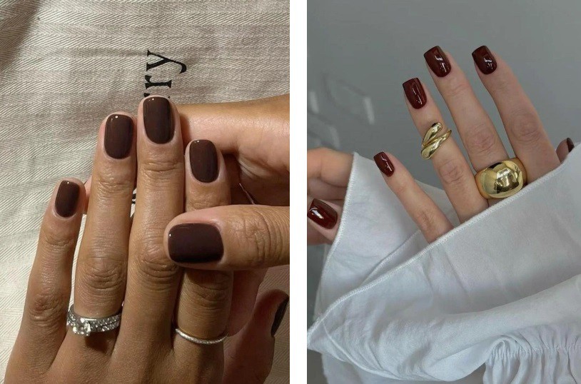 Кафяв маникюр