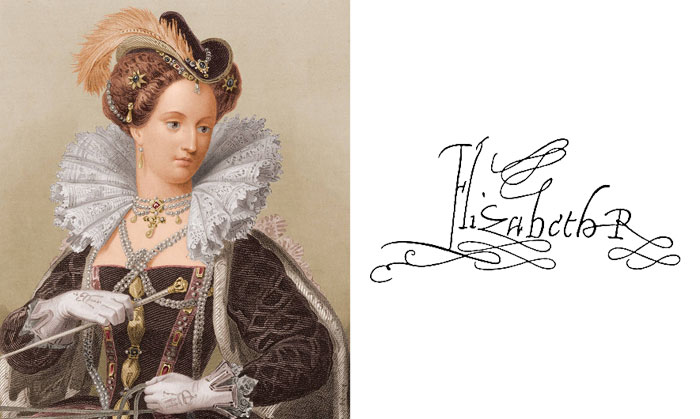 Подписът на кралица Елизабет I 