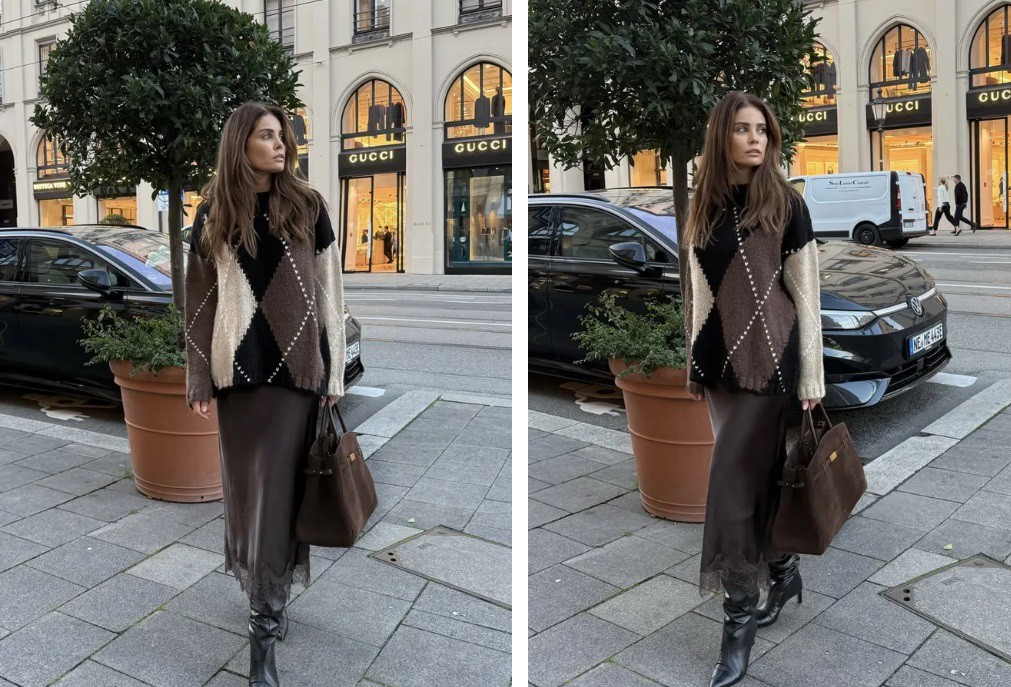 Със сатенена пола