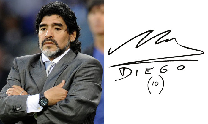 Подписът на Диего Марадона