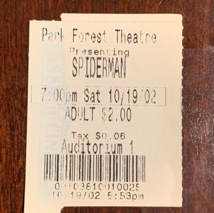 Билет за филм от 2002 г.