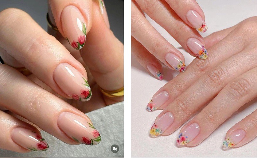 Френски флорален маникюр за пролетта