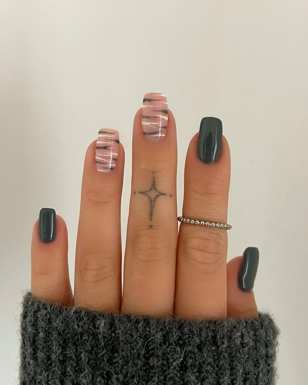 Маникюр за квадратни нокти за есента