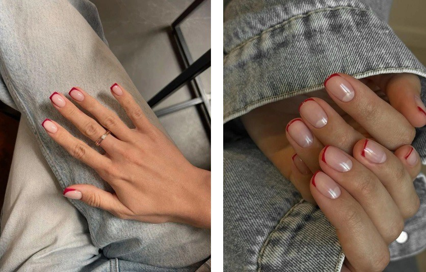 Червен френски маникюр