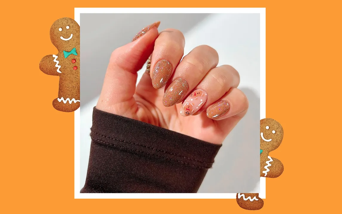 Джинджифилов сладкиш: Топ 8 уютни идеи за маникюр за зимните празници