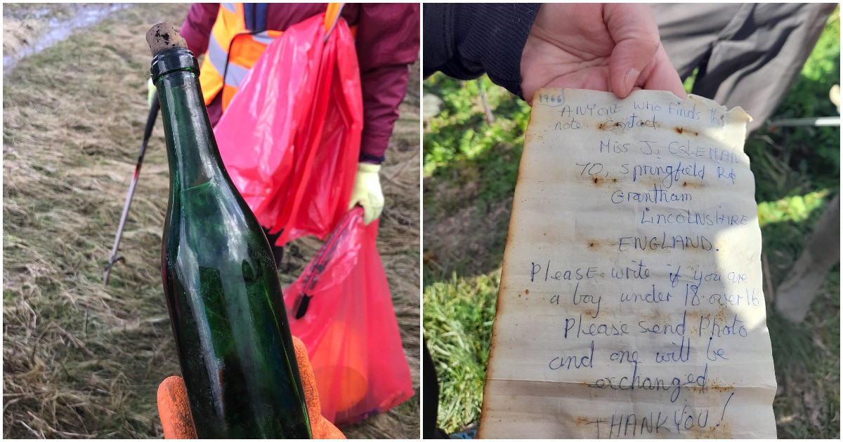 Любовни копнежи: Писмо в бутилка, написано преди 55 години, е открито в река Хамбър