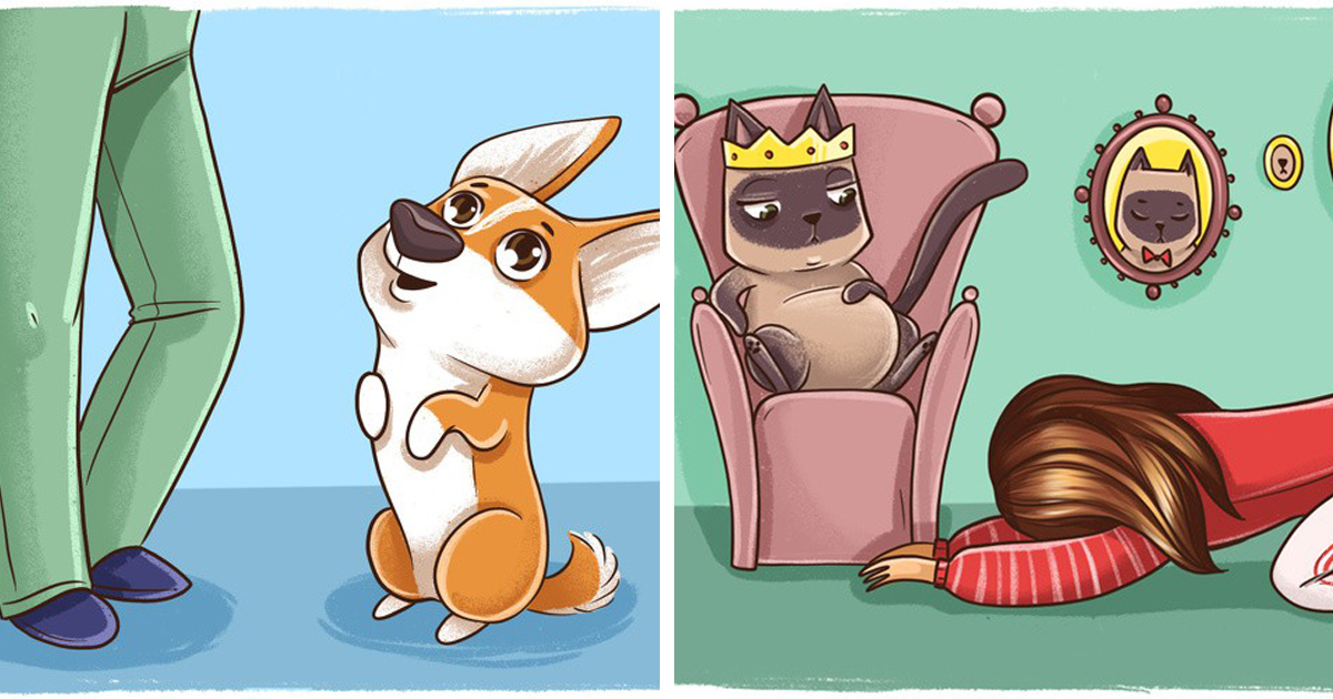 Забавни комикси: 10 примера за огромната разлика между кучетата и котките