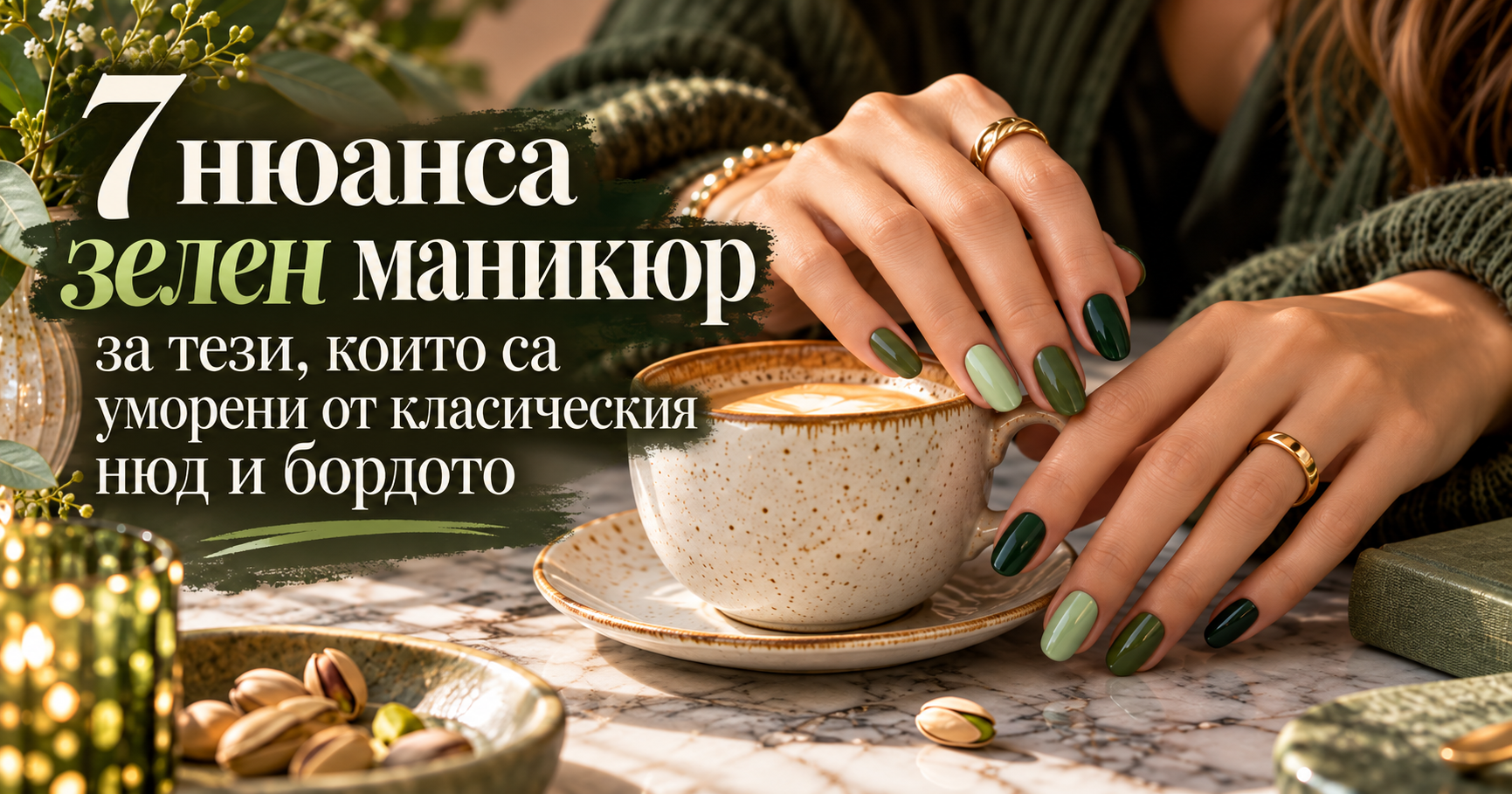 7 нюанса зелен маникюр за тези, които са уморени от класическия нюд и бордото