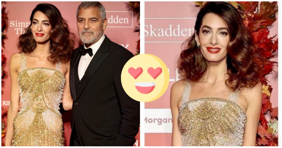 Перфектни домакини: Амал Клуни сияе в златна рокля до Джордж на наградите Justice Albie