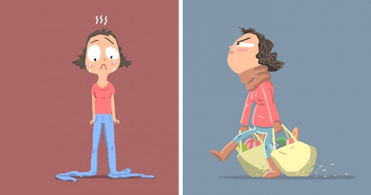 Забавни комикси: Какви са неволите в живота на недотам високите момичета