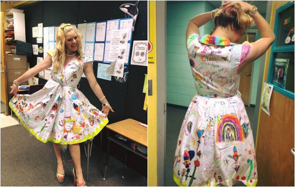 Учителка позволи на учениците си да изрисуват роклята ѝ