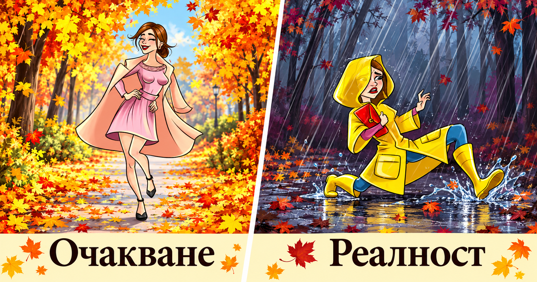Забавни комикси: 9 проблема, които са добре познати на всяко момиче през есента