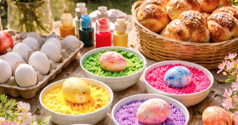 Как да боядисаме великденските яйца с ориз (и да ги превърнем в малки произведения на изкуството)