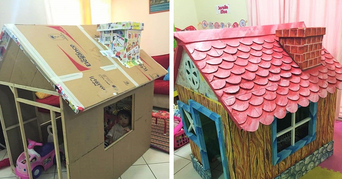 От дядо с любов: Мечтаната къщичка, създадена от картонени кутии
