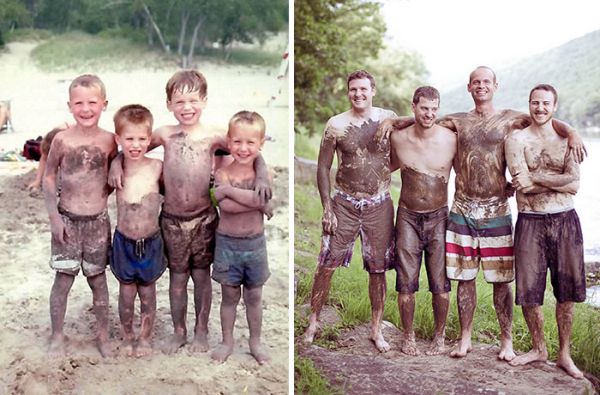 Преди и сега: Семейства пресъздават снимки от детството