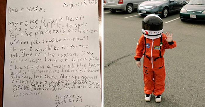 Очарователният отговор, който НАСА даде на 9-годишно момче, което кандидатства за работа