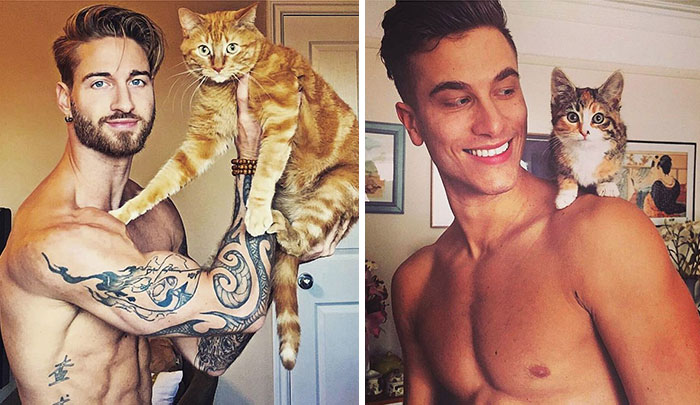 Секси мъже и техните котки: Гледката, която ще ви омагьоса