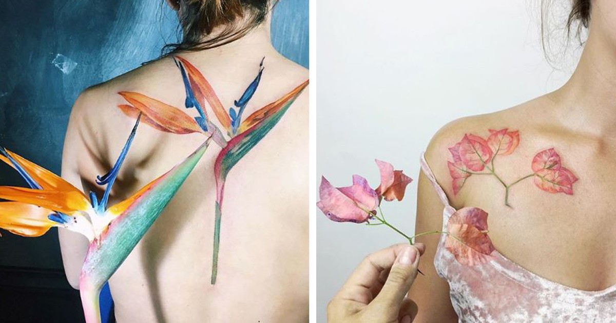 Нов метод за татуировки с цветя, по който полудя целият свят