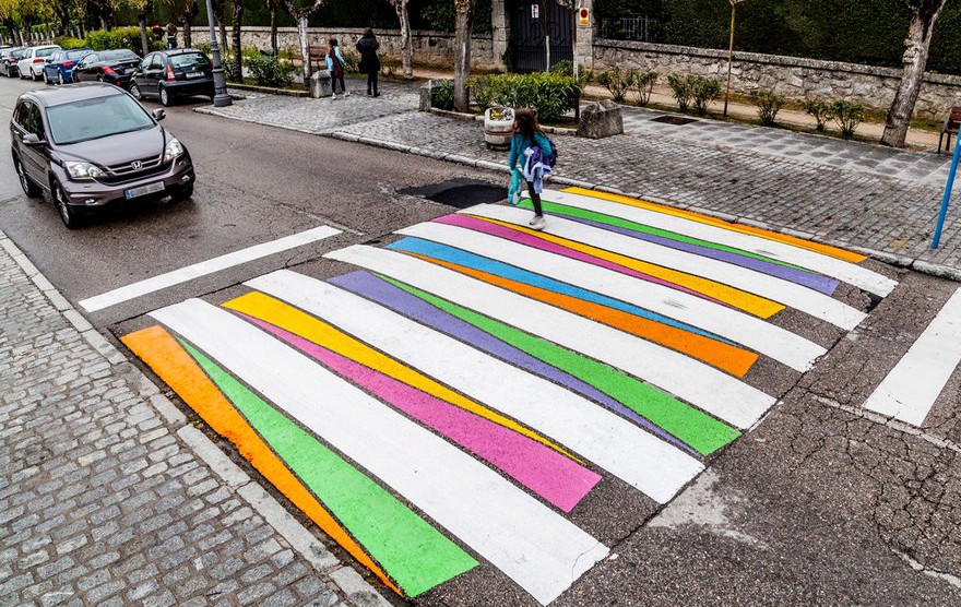 Български творец превърна пешеходните пътеки в Мадрид в изкуство