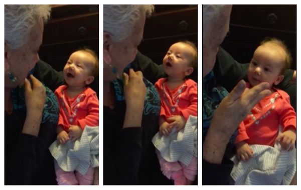 Колко мило: Баба учи глухата си внучка да пее