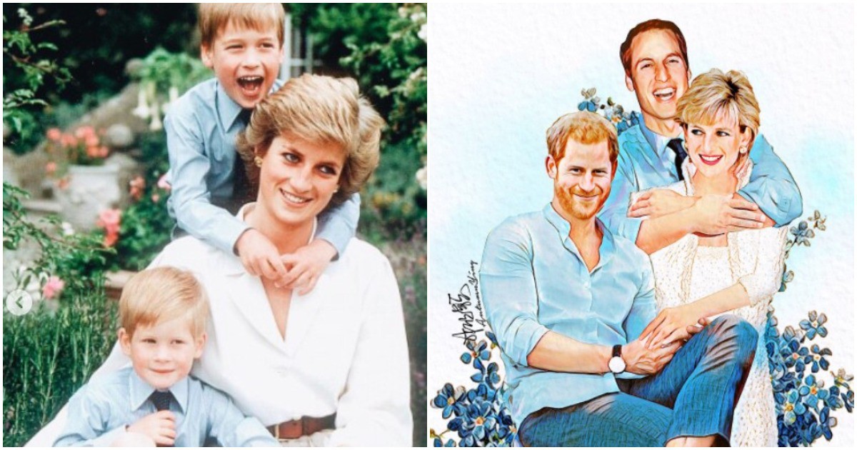 Забавни илюстрации: Ето как би изглеждало кралското семейство, ако Даяна беше жива