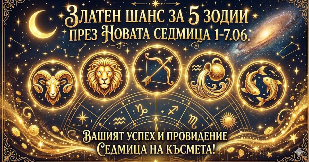 Златен шанс за 5 зодии през новата седмица 1-7.06.