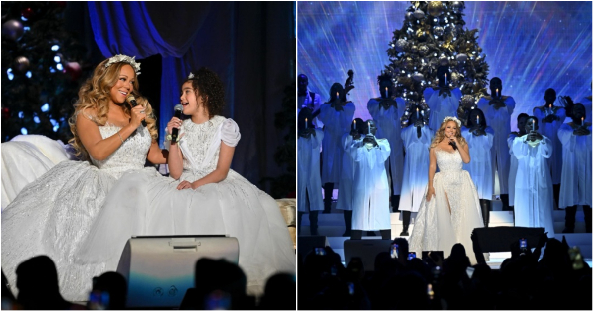 Като две капки вода: Марая Кери и дъщеря ѝ в еднакви рокли пеят ЗАЕДНО в Ню Йорк (ВИДЕО)